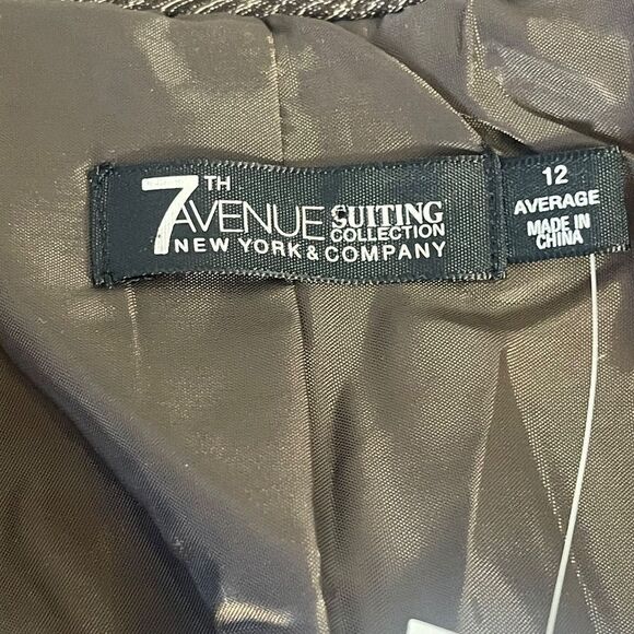 New York & Company NWT Brown Herringbone Banded Waist Blazer Sz 12 - Picture 7 of 14